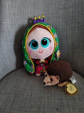 NWT Set of 2: Amparin Serrano Virgencita Plis Soft Plush Rag Doll & Ty Hedgehog